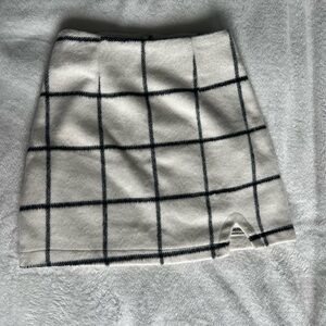 Lulu's Black and White Pencil Mini Skirt with Slit